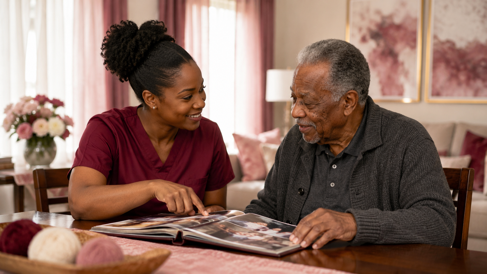 Looking through cherished memories together