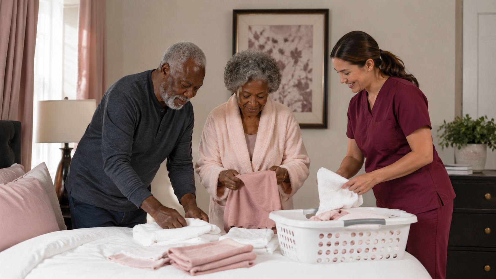 Helping with the laundry at home