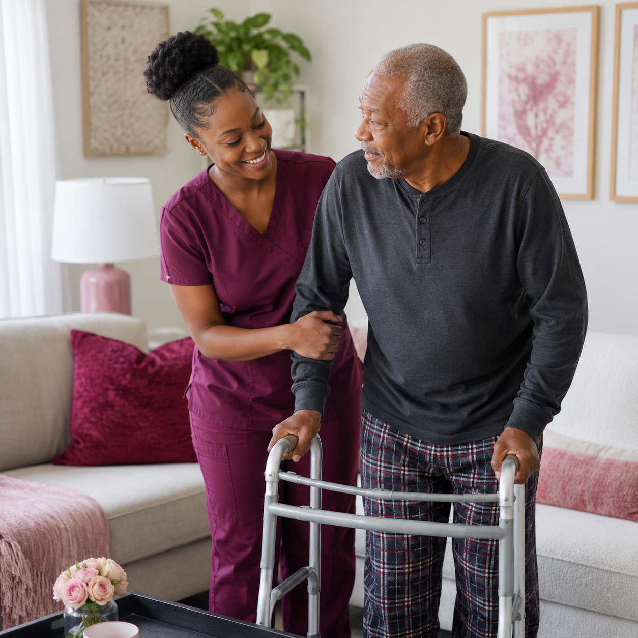 Walking support with a smile